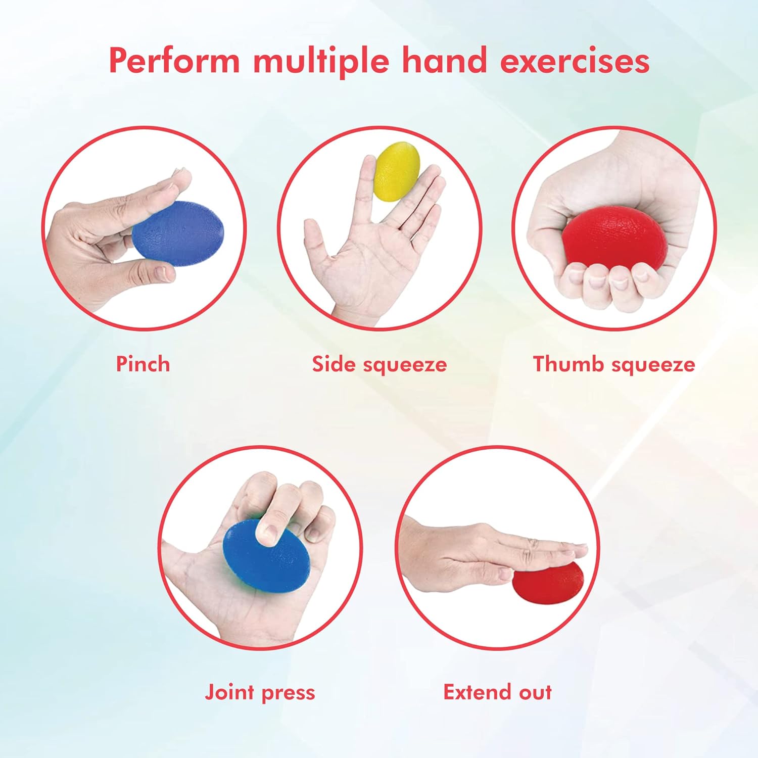 Stress Relief Egg - Grippers - Hand & Wrist Tool - Squeeze Ball for Rehab Therapy - Squishy Balls for Adults - Grip Strengthener Balls-5