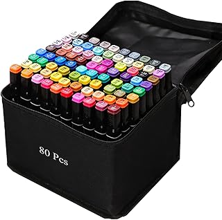 80 Colors Alcohol Markers Artist Drawing Art Dual Tip Markers Perfect for Kids Boys Girls Students Adult(80 Black Shell)