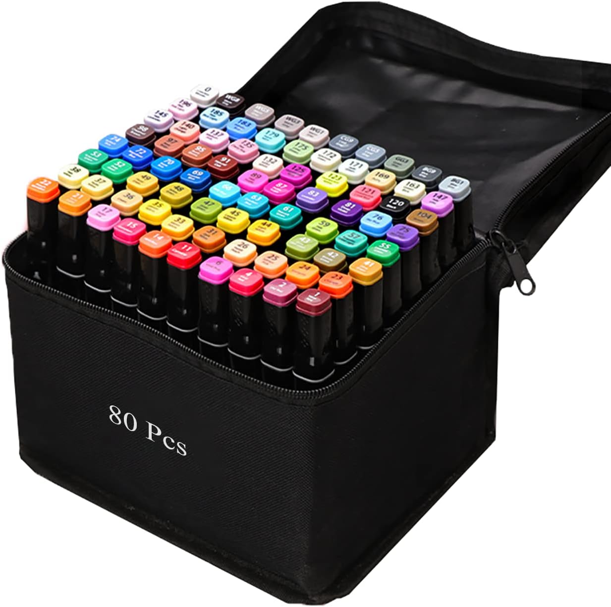 80 Colors Alcohol Markers Artist Drawing Art Dual Tip Markers Perfect for Kids Boys Girls Students Adult(80 Black Shell)-0