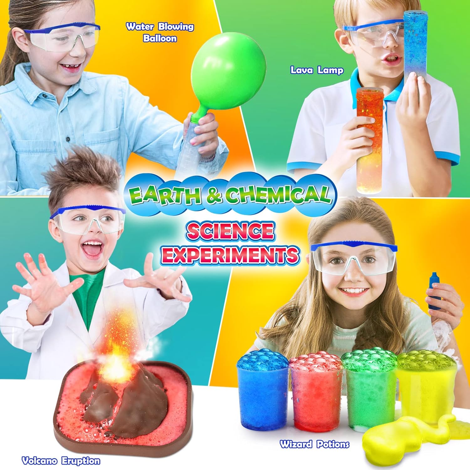 UNGLINGA 30+ Experiments Science Kits for Kids, STEM Educational Project Activities Toys Gifts for Boys Girls, Chemistry Set, Bouncy Ball, Volcano Eruption-2