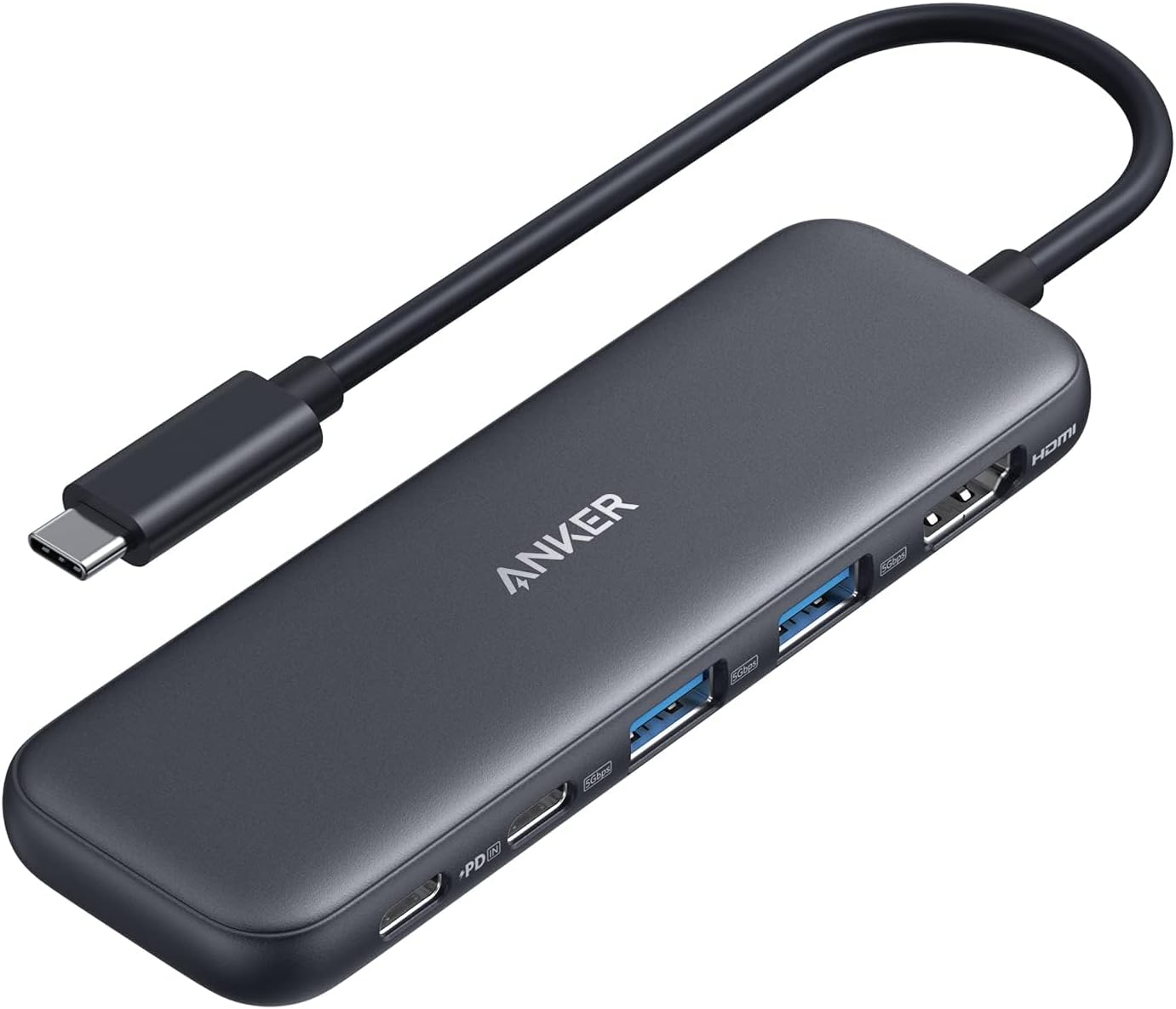 Anker 332 USB-C Hub (5-in-1) with 4K HDMI Display, 5Gbps - and 2 5Gbps USB-A Data Ports and for MacBook Pro, MacBook Air, Dell XPS, Lenovo Thinkpad, HP Laptops and More-0