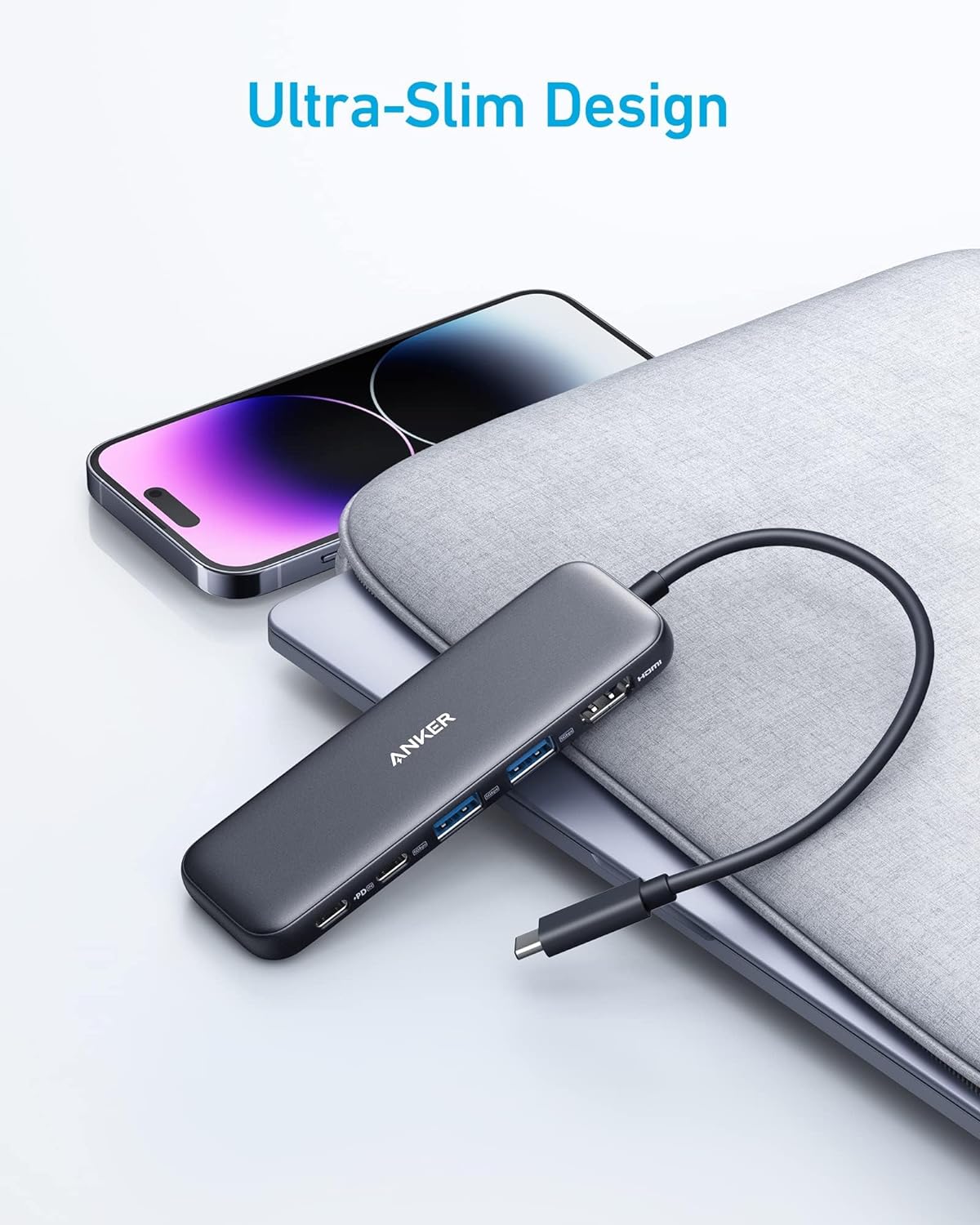 Anker 332 USB-C Hub (5-in-1) with 4K HDMI Display, 5Gbps - and 2 5Gbps USB-A Data Ports and for MacBook Pro, MacBook Air, Dell XPS, Lenovo Thinkpad, HP Laptops and More-5