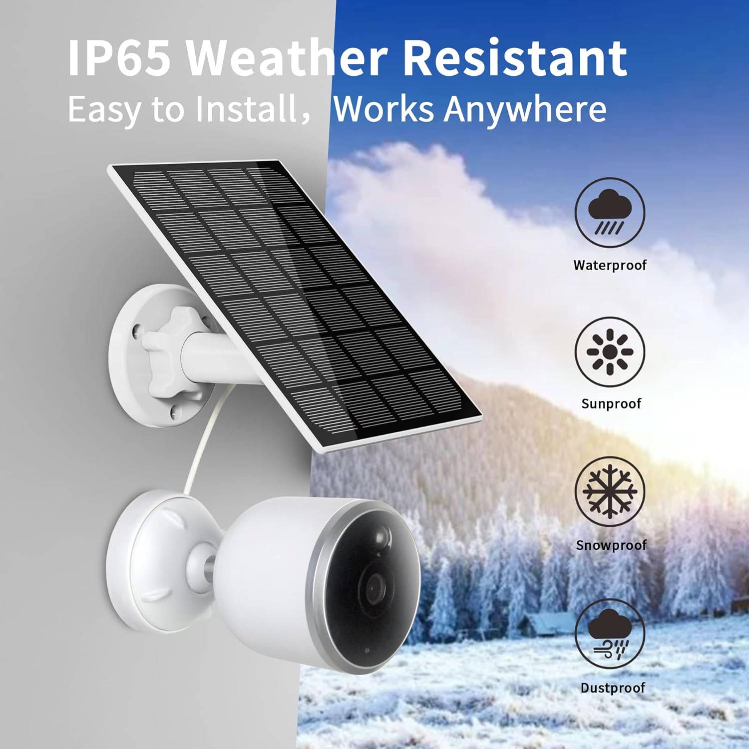 Solar Security Cameras Wireless Outdoor for Home Security, Battery Camera, 2.4G Wi-Fi, PIR Motion Detection, IP65 Waterproof-3