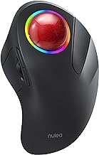 Nulea M505B Wireless Trackball Mouse, Rechargeable Ergonomic RGB Rollerball Mouse, Easy Index Finger Control with 5 Adjustable DPI, 3 Device Connection for PC, Laptop, iPad, Mac, Windows, Android