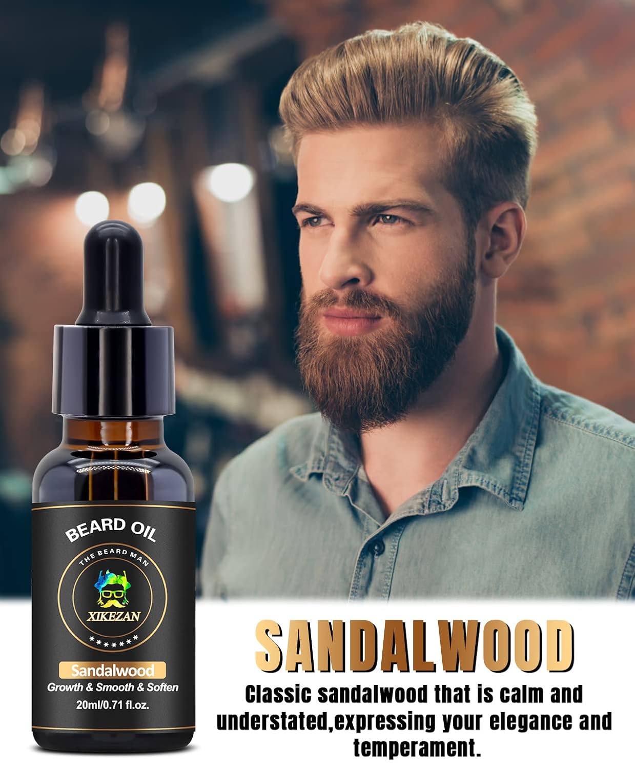 XIKEZAN 5 Pack Beard Oil Set w/Sandalwood,Orange,Vanilla,Cedarwood,Christmas Stocking Stuffers Fathers Valentines Day Gifts for Men Him Dad Boyfriend Husband,Beard Growth,Soften,Moisturizing,Strength-2