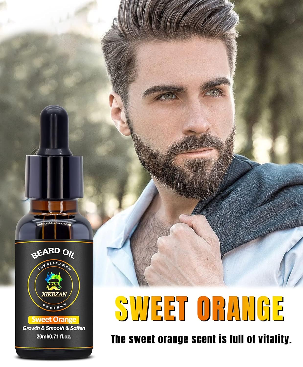 XIKEZAN 5 Pack Beard Oil Set w/Sandalwood,Orange,Vanilla,Cedarwood,Christmas Stocking Stuffers Fathers Valentines Day Gifts for Men Him Dad Boyfriend Husband,Beard Growth,Soften,Moisturizing,Strength-5