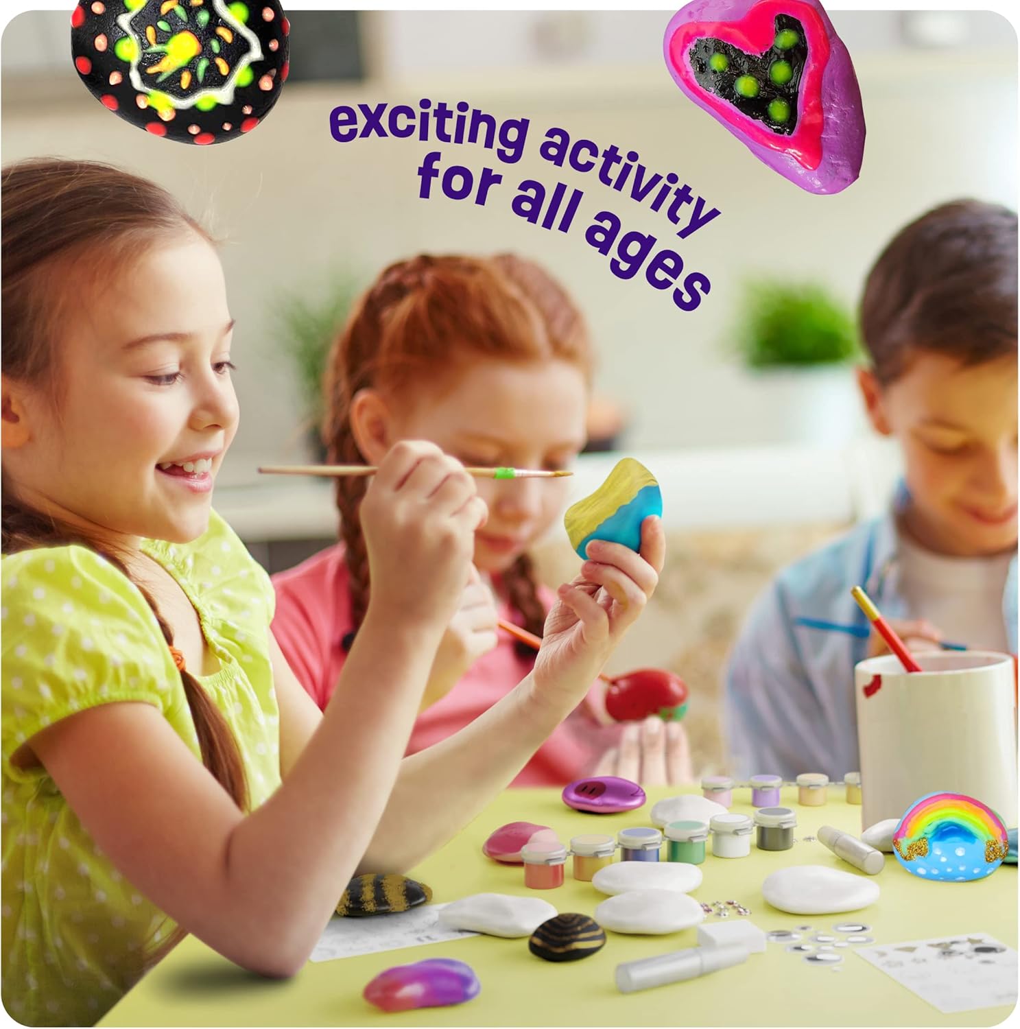 Kids Rock Painting Kit - Glow in The Dark - Arts & Crafts Easter Gifts for Boys and Girls Ages 6-12 - Craft Activities Kits - Creative Art Toys for 6, 7, 8, 9, 10, 11 & 12 Year Old Kids-4