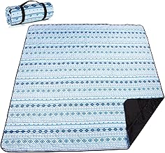 Airensky Extra Large(79 "x 83") Picnic Blanket, 3-Layer Thicking Outdoor Camping Blanket, Machine Washable Beach Blanket, Waterproof and Wear-Resistant, Soft and Comfortable(Boho Blue)