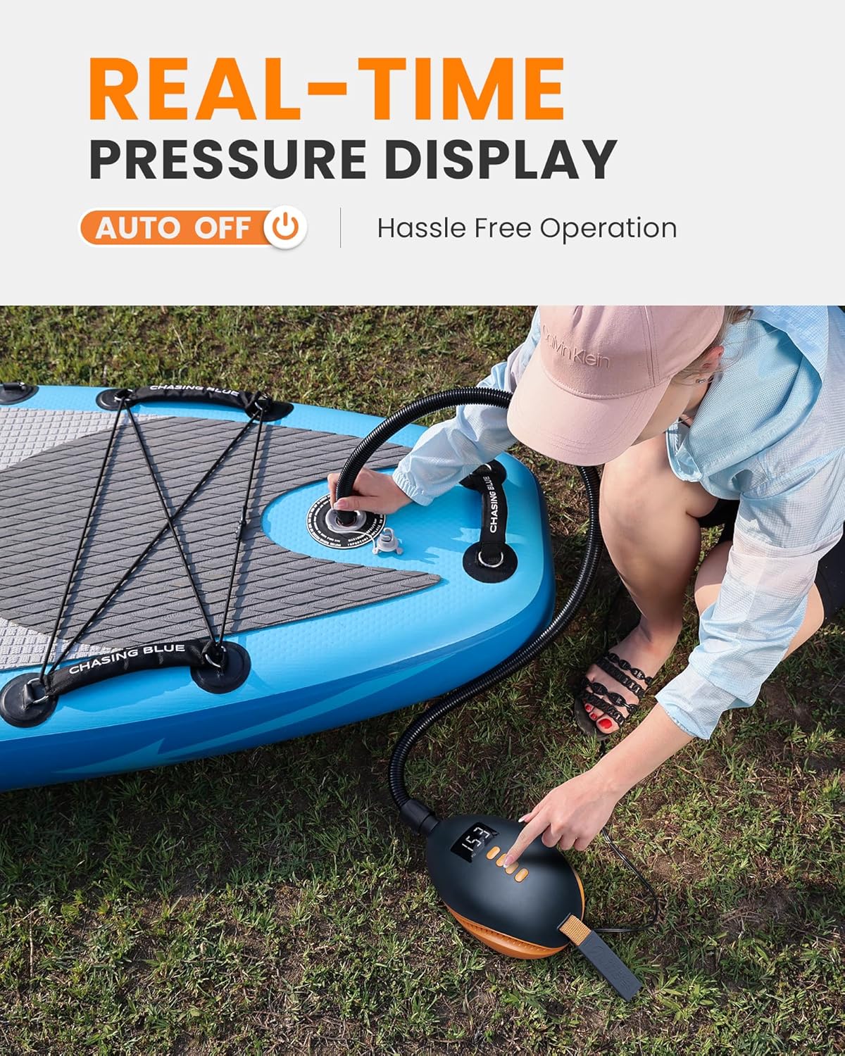 OutdoorMaster 20PSI High Pressure Paddle Board Pump Electric Dolphin -Quick Portable SUP Air Pump,Auto-Off &12V DC Car Connector Electric Pump for Inflatable Stand up Paddle Boards,Boats,Inflators-4