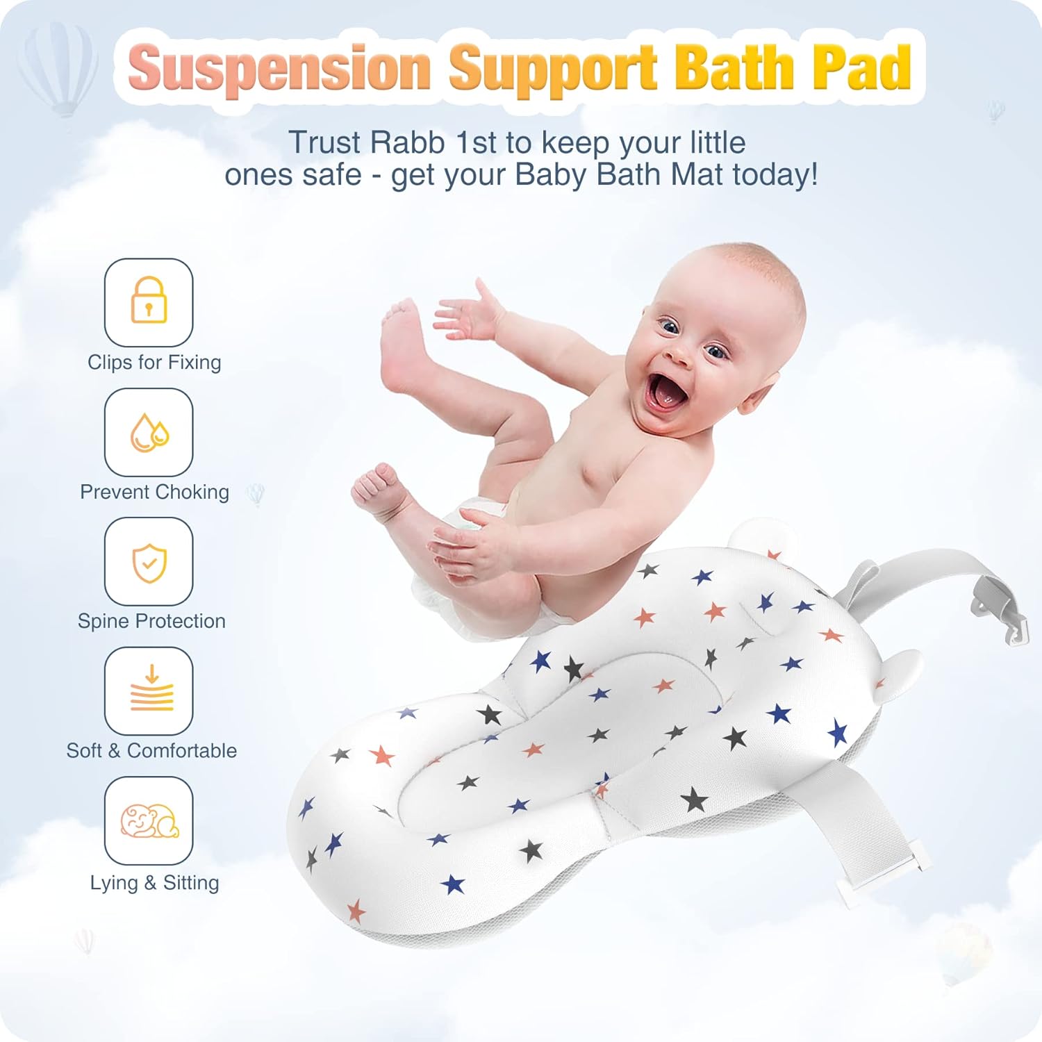 Baby Bathtub Foldable，Baby Bath Essentials Baby Bathtub Newborn to Toddler Portable Travel Multifunctional Baby Bath Tub with Non-Slip Mat, Drain Hole(Blue + Bath Mat)-2