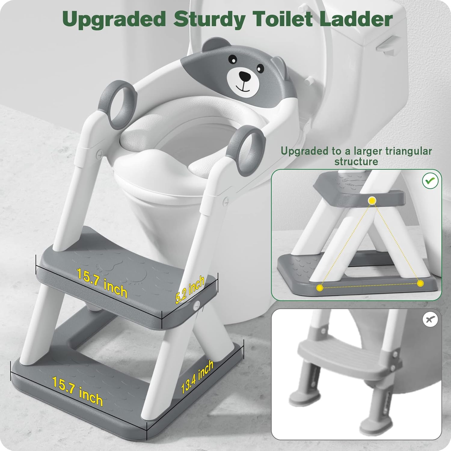 Potty Training Seat, Upgrade Toddler Toilet Seat for Kids Boys Girls, 2 in 1 Potty Training Toilet, Splash Guard Anti-Slip Pad Step Stool-2