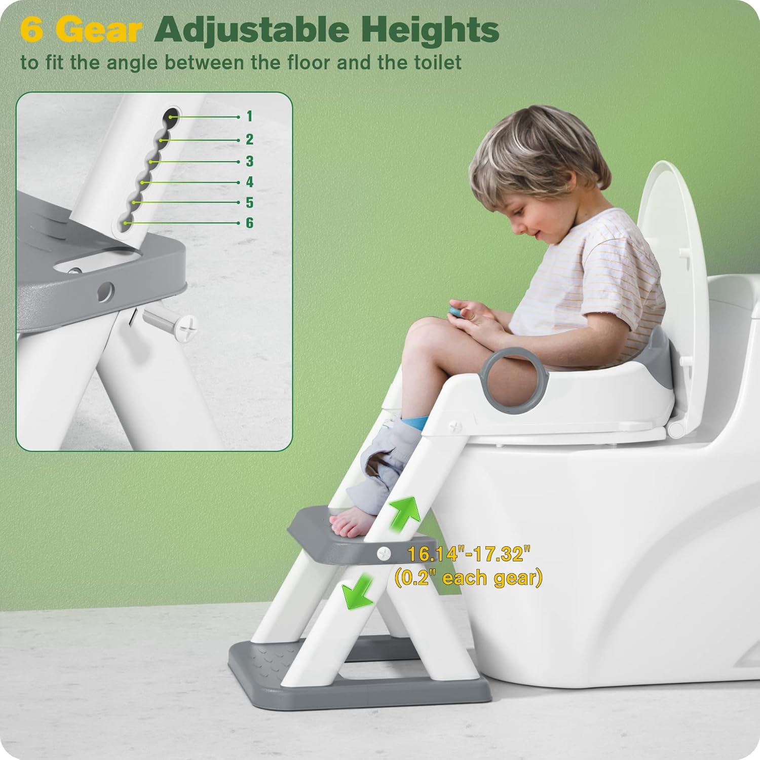 Potty Training Seat, Upgrade Toddler Toilet Seat for Kids Boys Girls, 2 in 1 Potty Training Toilet, Splash Guard Anti-Slip Pad Step Stool-3