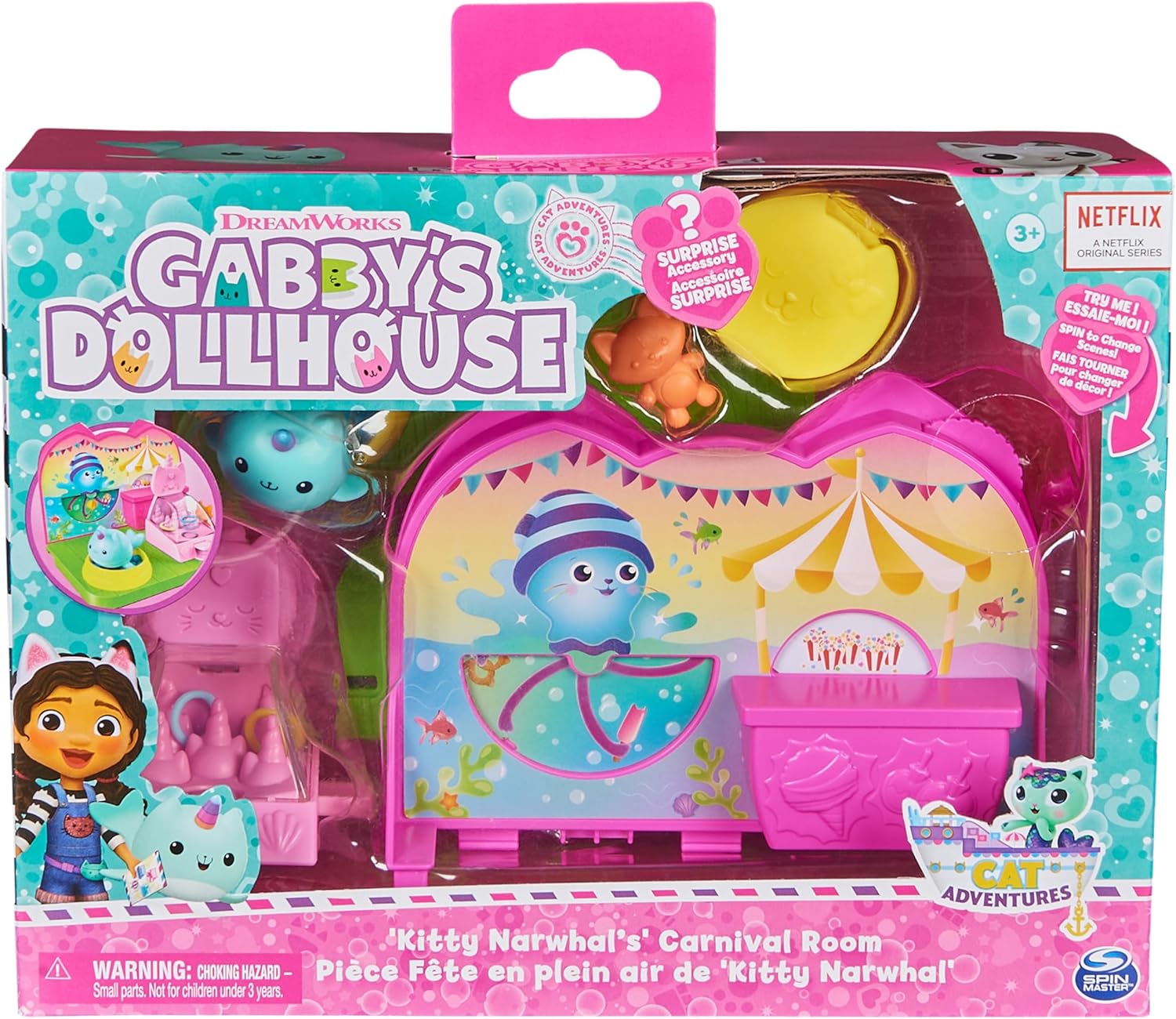 Gabby’s Dollhouse Kitty Narwhal’s Carnival Room, with Toy Figure, Surprise Toys and Dollhouse Furniture, Kids Toys for Girls & Boys 3+-1