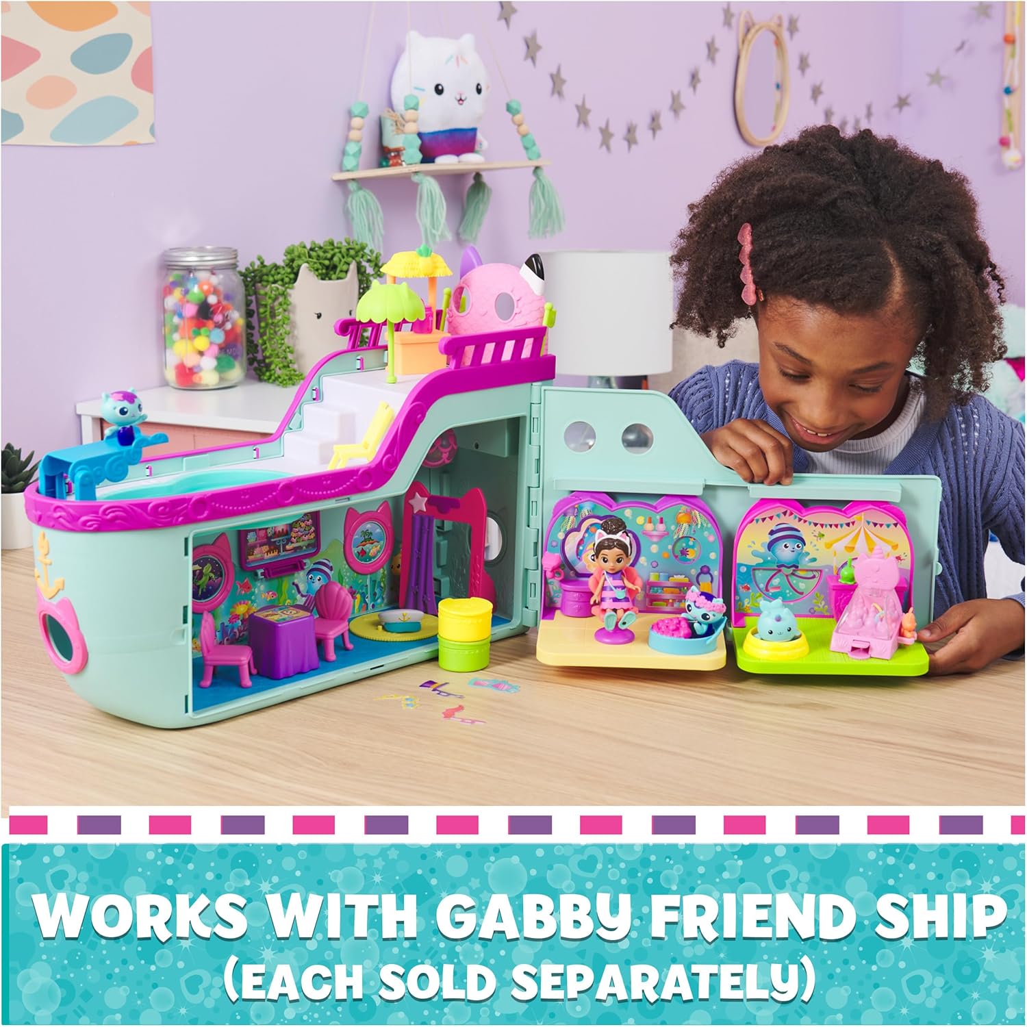 Gabby’s Dollhouse Kitty Narwhal’s Carnival Room, with Toy Figure, Surprise Toys and Dollhouse Furniture, Kids Toys for Girls & Boys 3+-7