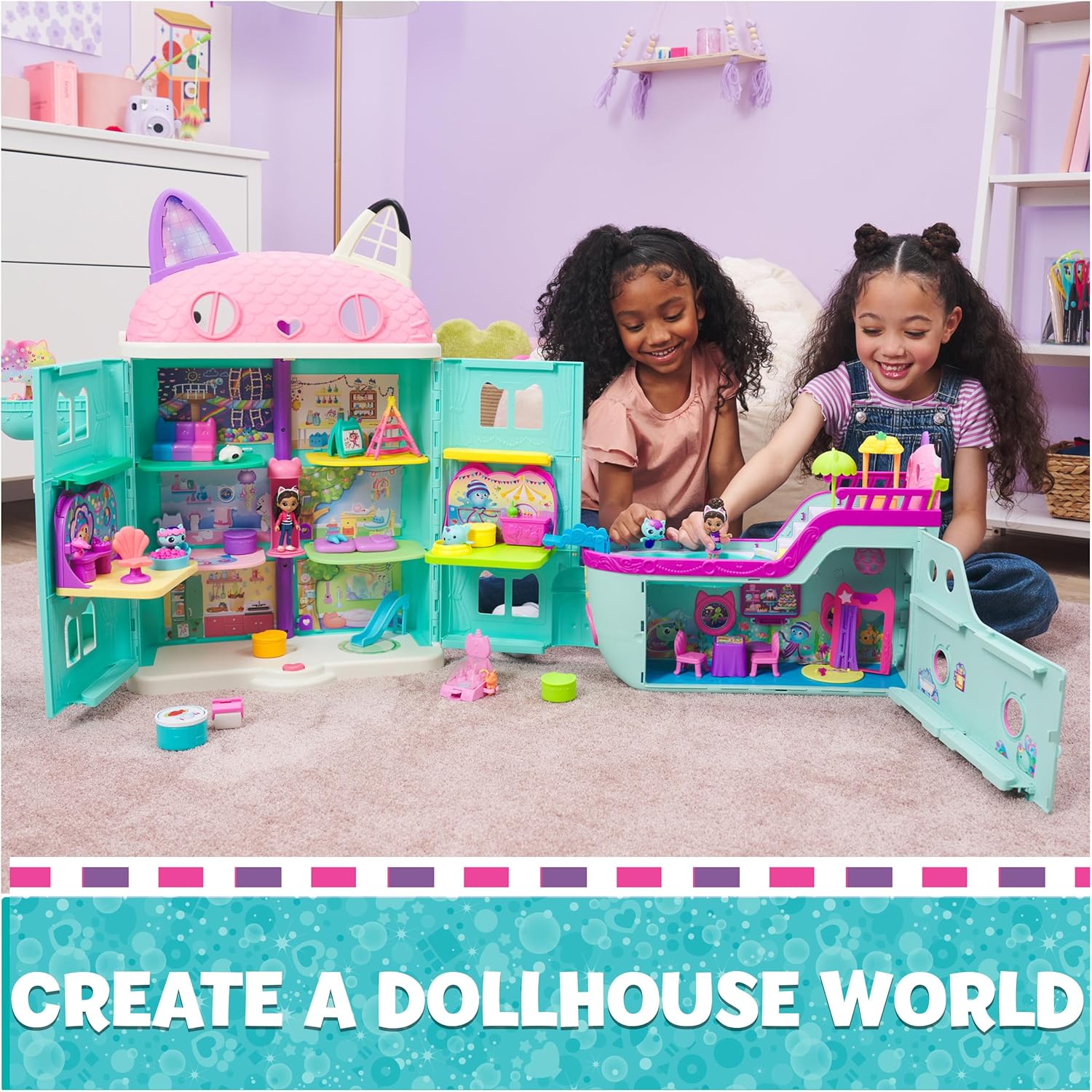 Gabby’s Dollhouse Kitty Narwhal’s Carnival Room, with Toy Figure, Surprise Toys and Dollhouse Furniture, Kids Toys for Girls & Boys 3+-8