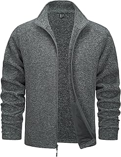 TACVASEN Men's Fleece Jackets Full Zip Lightweight Jacket Casual Soft Warm Coats with Pockets