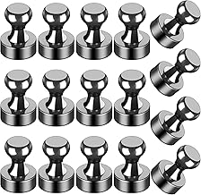 LOVIMAG 16Pcs Strong Fridge Magnets,Black Refrigerator Magnets, Push Pin Magnets,Strong Whiteboard Magnets for Map Pins, Kitchen, Office, School, Adults,Thumb Tacks Magnets,Dry Erase Magnets