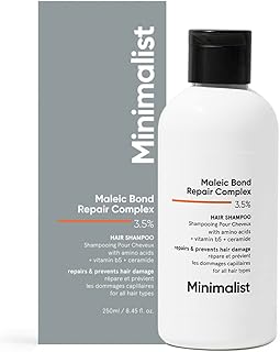 Minimalist Hair Shampoo for Damaged Hair & Frizzy Hair | Maleic Bond Repair Complex 3.5% | With Argan Oil, Ceramides & Coconut Oil | For Women & Men | 8.5 Fl Oz / 250 ml