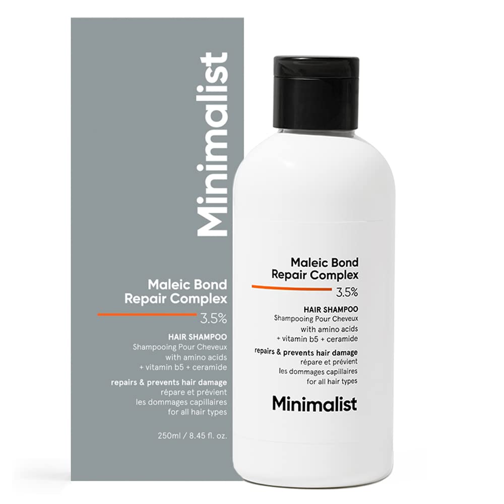 Minimalist Hair Shampoo for Damaged Hair & Frizzy Hair | Maleic Bond Repair Complex 3.5% | With Argan Oil, Ceramides & Coconut Oil | For Women & Men | 8.5 Fl Oz / 250 ml-0