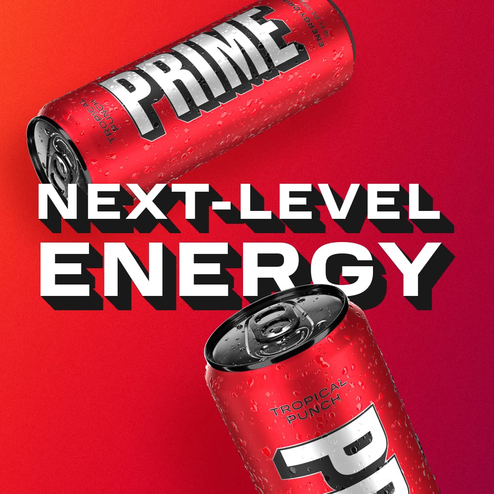 PRIME Energy TROPICAL PUNCH | Zero Sugar Energy Drink | Preworkout Energy | 200mg Caffeine with 355mg of Electrolytes and Coconut Water for Hydration| Vegan | Gluten Free |12 Fluid Ounce | 12 Pack-5