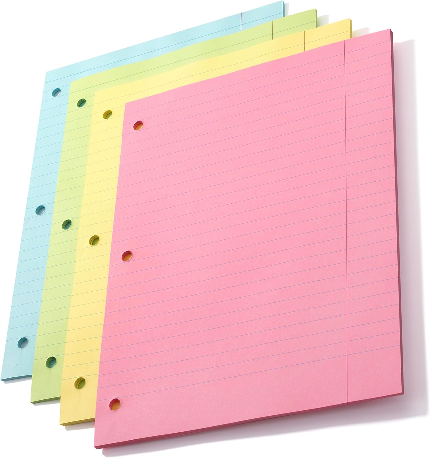 Mr. Pen- Colored Loose Leaf Paper Wide Ruled, 100 Sheets, 8” x 10.5”, 3- Hole Punched, Notebook Paper, Lined Paper, Binder Paper, Writing Paper, Filler Paper, Wide Ruled Notebook Paper-8