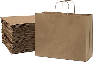 Prime Line Packaging 16x6x12 200 Pack Large Christmas Gift Bags with Handles, Large Brown Paper Bags, Gift Wrapping Supplies, Boutique Shopping Bags