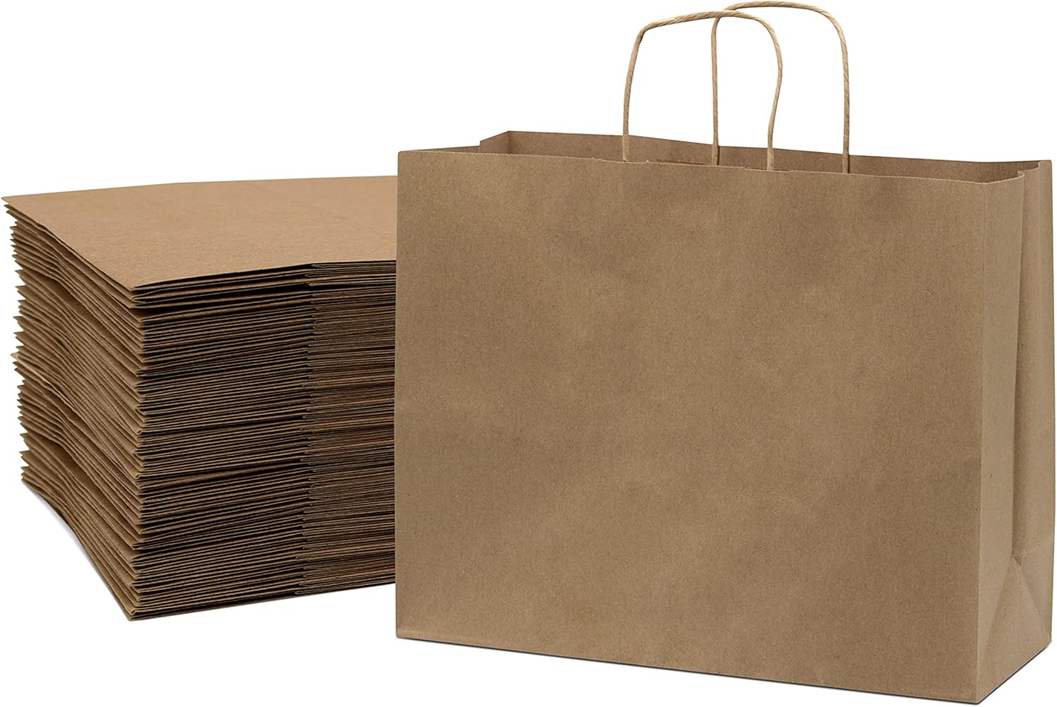 Prime Line Packaging 16x6x12 200 Pack Large Christmas Gift Bags with Handles, Large Brown Paper Bags, Gift Wrapping Supplies, Boutique Shopping Bags-0