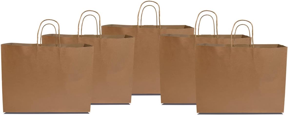 Prime Line Packaging 16x6x12 200 Pack Large Christmas Gift Bags with Handles, Large Brown Paper Bags, Gift Wrapping Supplies, Boutique Shopping Bags-5