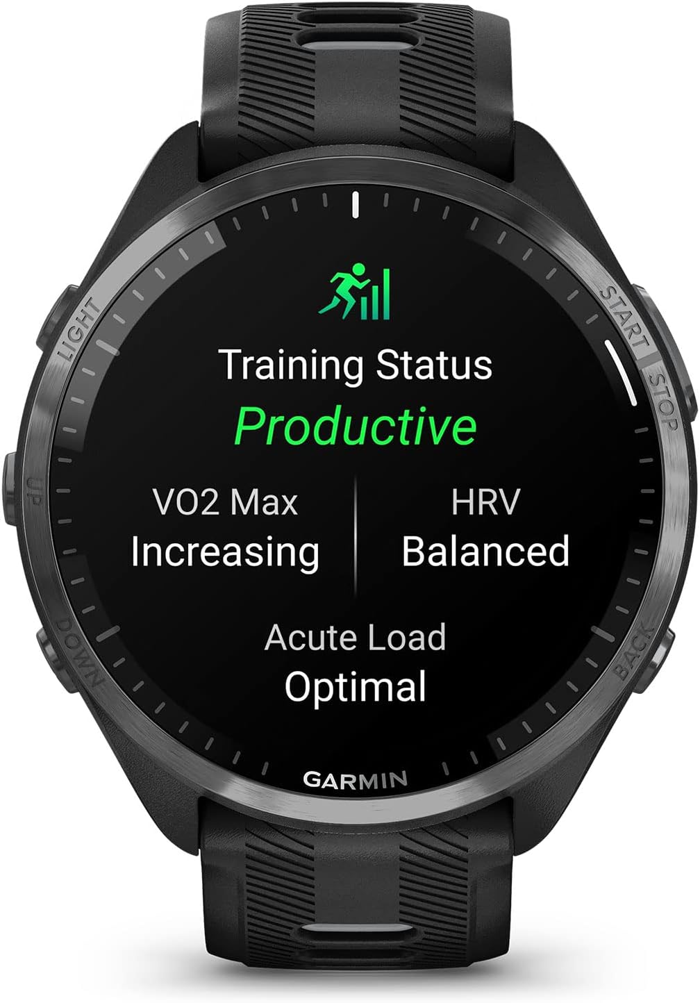 Garmin Forerunner® 965 Running Smartwatch, Colorful AMOLED Display, Training Metrics and Recovery Insights, Black and Powder Gray, 010-02809-00-1