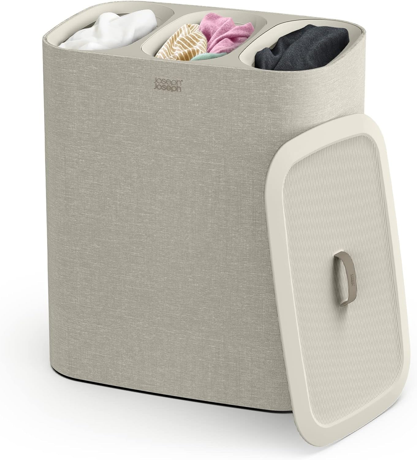 Joseph Joseph Tota - Trio 90-liter Laundry Hamper Separation Basket with lid, 3 Removable Washing Bags with Handles- Ecru-0