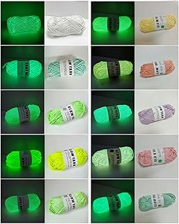 Feeke 10 Pack Glow in The Dark Yarn for Crochet - 55 Yards Fluorescent Luminous Scrubby Thread Knitting Shining Glowing Yarn for Crocheting Weaving - Sewing Supplies for Knitting DIY Crafts