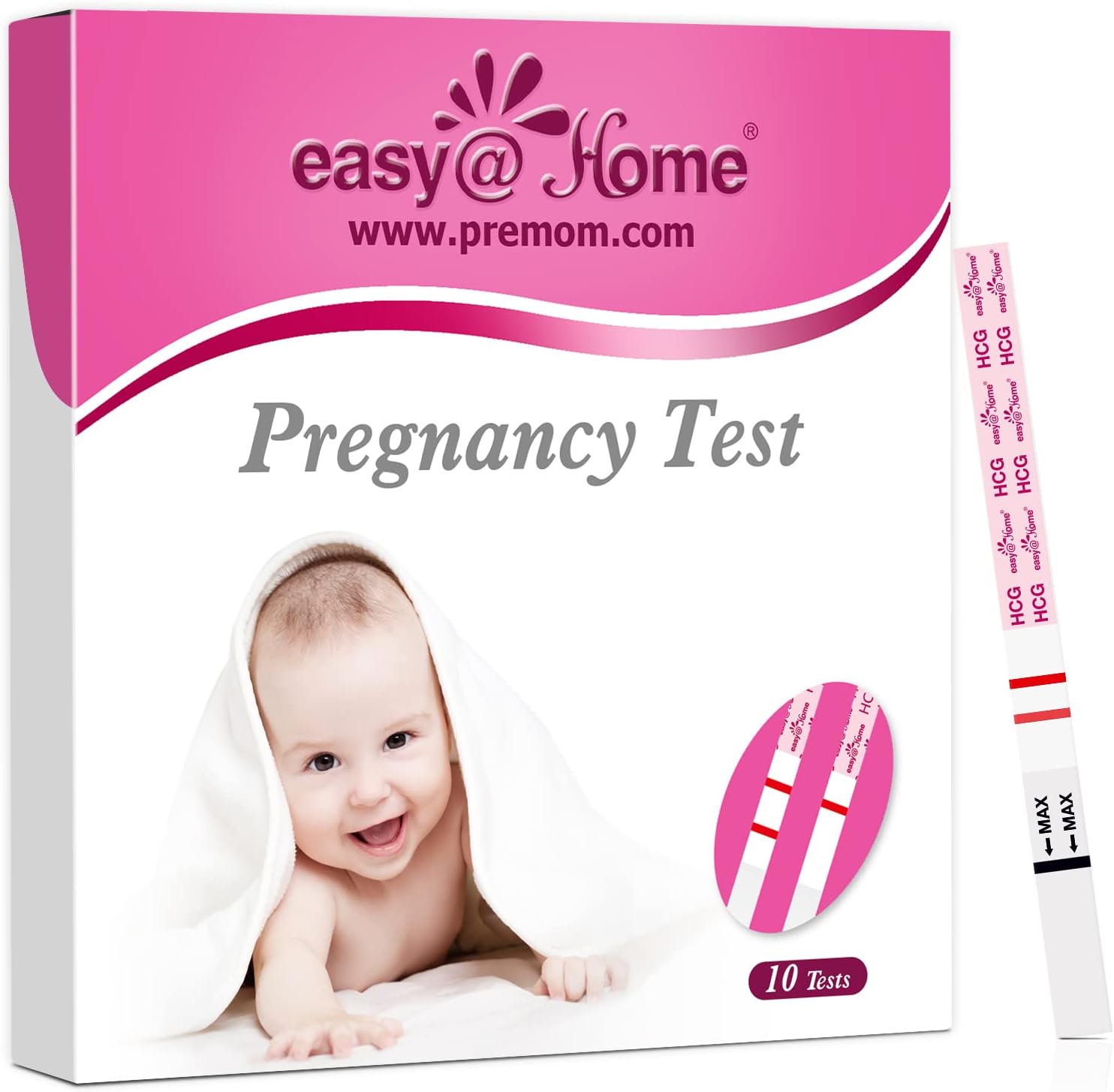 Easy@Home Pregnancy Test Strips Kit: 10 Pack HCG Test Strips - Early Detection Home Pregnancy Test-0