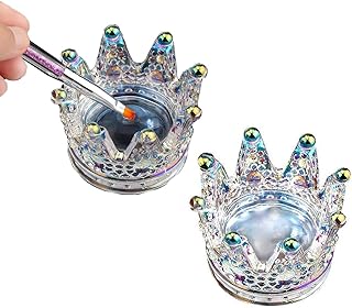 2 PCS Nail Art Dappen Dish 2 In 1 Glass Dish for Acrylic Liquid Powder,Nail Crystal Bowl/Dappen Dish for Acrylic Nails/Crown Nails Dish,Monomer Dish Glass (Colorful)