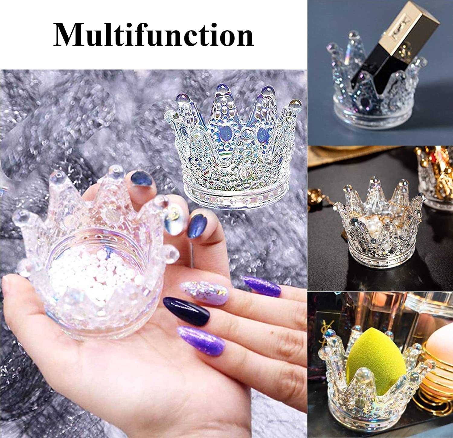 2 PCS Nail Art Dappen Dish 2 In 1 Glass Dish for Acrylic Liquid Powder,Nail Crystal Bowl/Dappen Dish for Acrylic Nails/Crown Nails Dish,Monomer Dish Glass (Colorful)-3