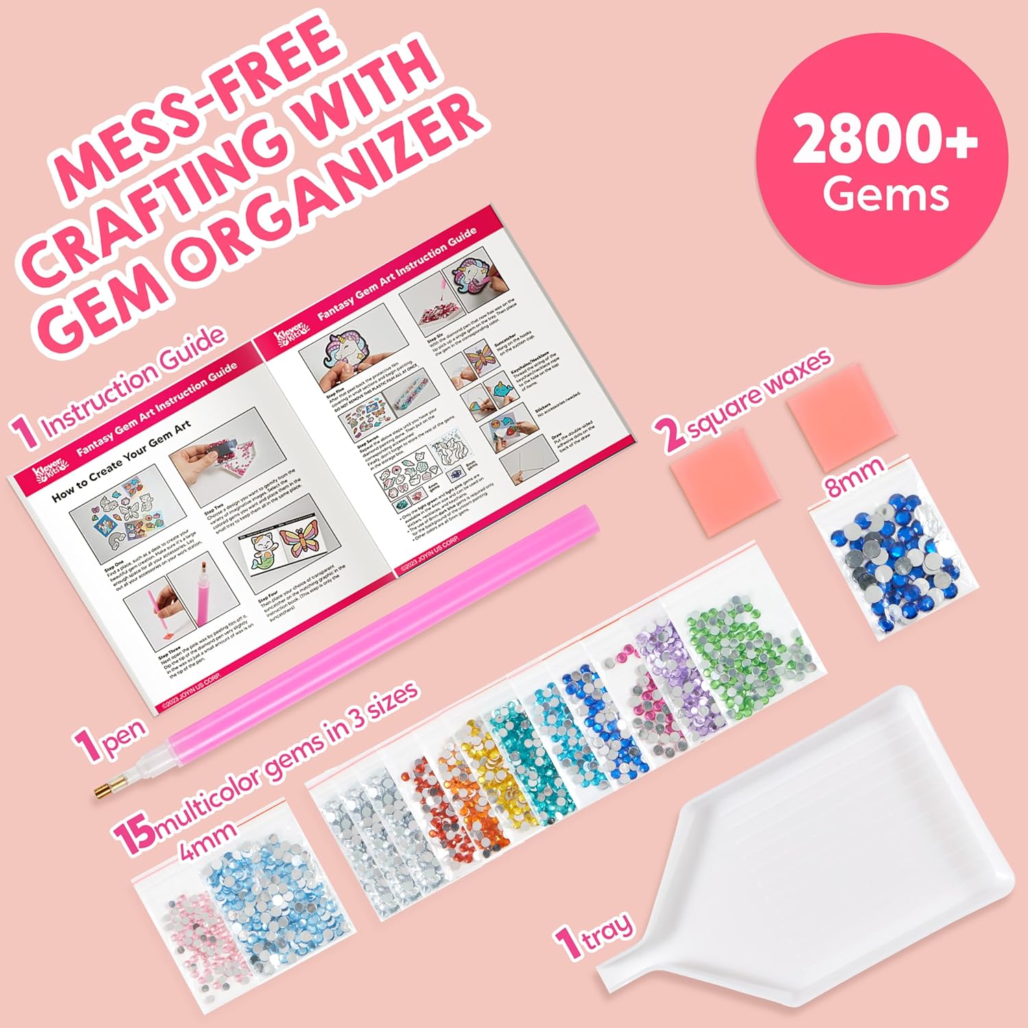 Klever Kits 16 Projects Gem Art, Kids Diamond Gem Painting Kit with 5D Gem, Arts and Crafts for Girls Ages 6-12, Gem Craft Activities Kits, Premium Art Gift Ideas for Girls Crafts Ages 6, 7, 8+-6