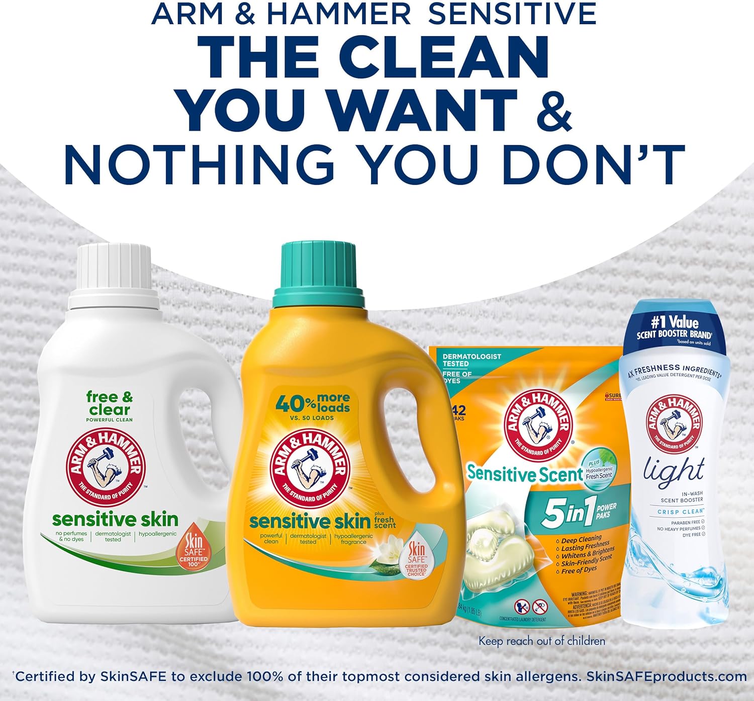 Arm & Hammer Sensitive Skin Free & Clear, 140 Loads Liquid Laundry Detergent, 140 Fl oz-9