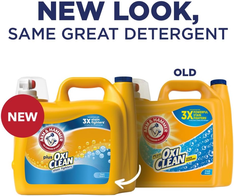 Arm & Hammer Plus OxiClean Fresh Scent, 128 Loads Liquid Laundry Detergent, 166.5 Fl oz-1