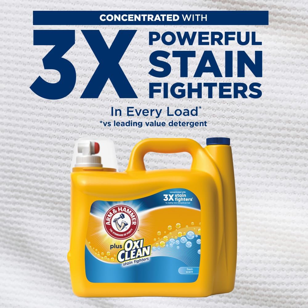 Arm & Hammer Plus OxiClean Fresh Scent, 128 Loads Liquid Laundry Detergent, 166.5 Fl oz-2