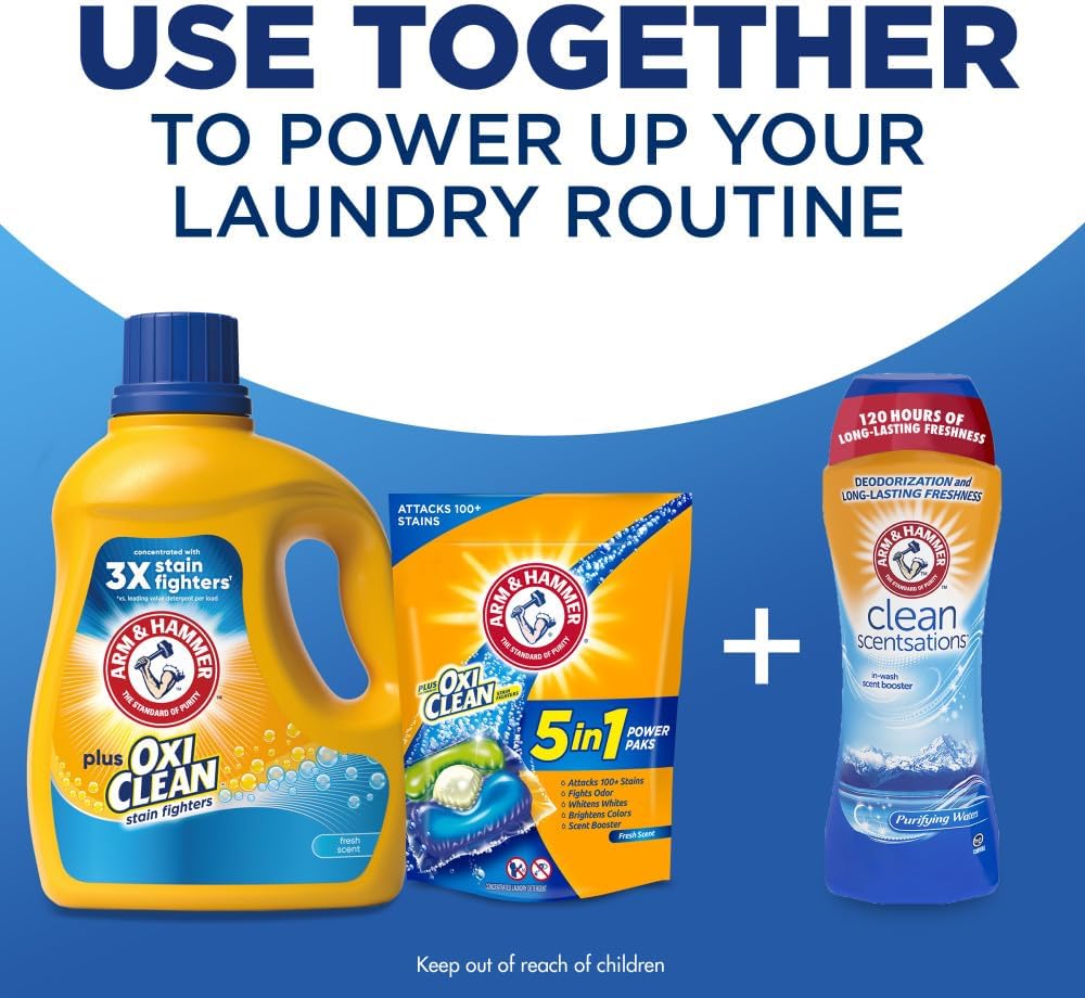 Arm & Hammer Plus OxiClean Fresh Scent, 128 Loads Liquid Laundry Detergent, 166.5 Fl oz-9