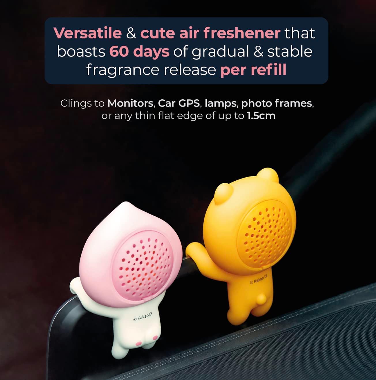 AURA Monitor-Mounted Air Freshener, Apeach (Will You Marry Me, 0.15fl oz) - Odor Fighting for Car, Laptop, TV, Home. Kakao Friends Figurine. No Spill Air Freshener, Accessories.-3