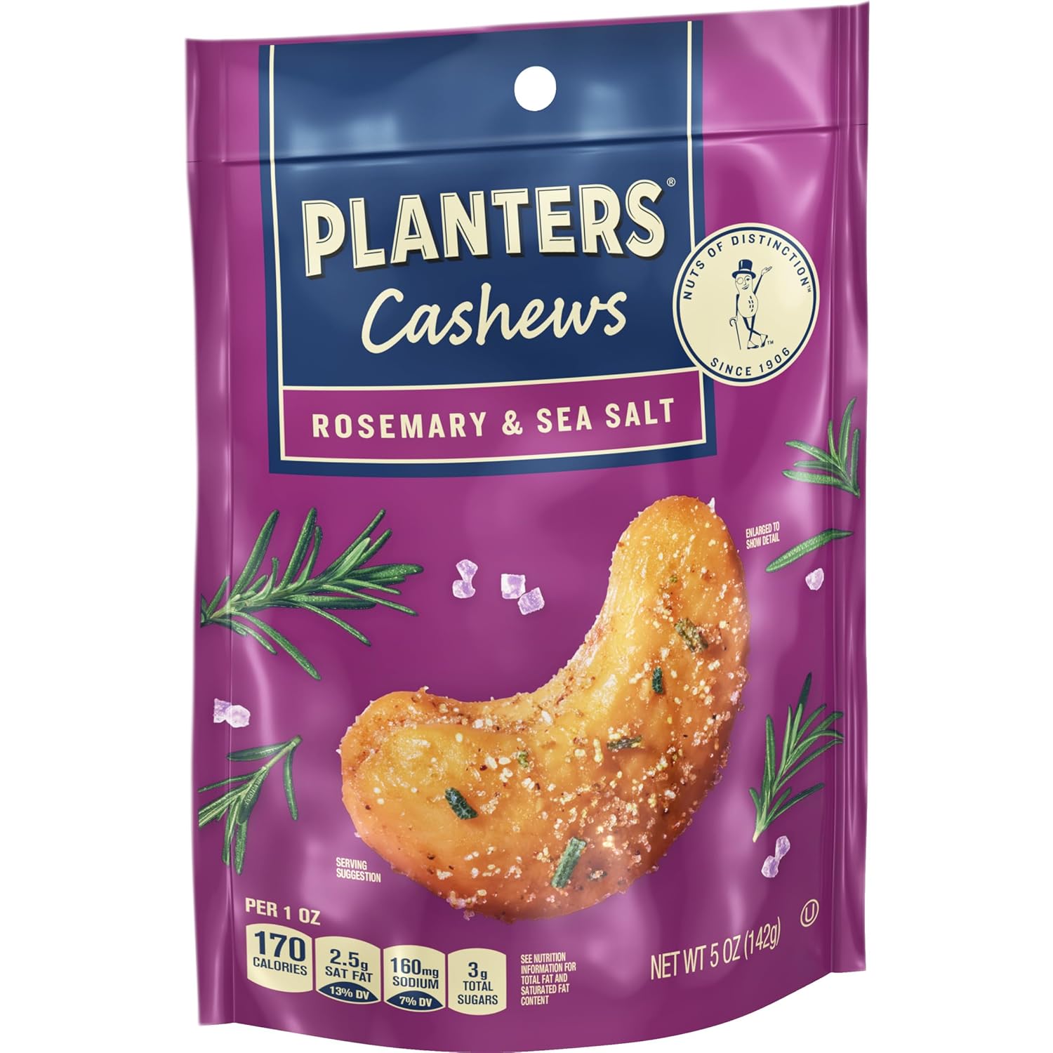 PLANTERS Cashews Rosemary & Sea Salt, Party Snacks, 5 Oz Bag-3