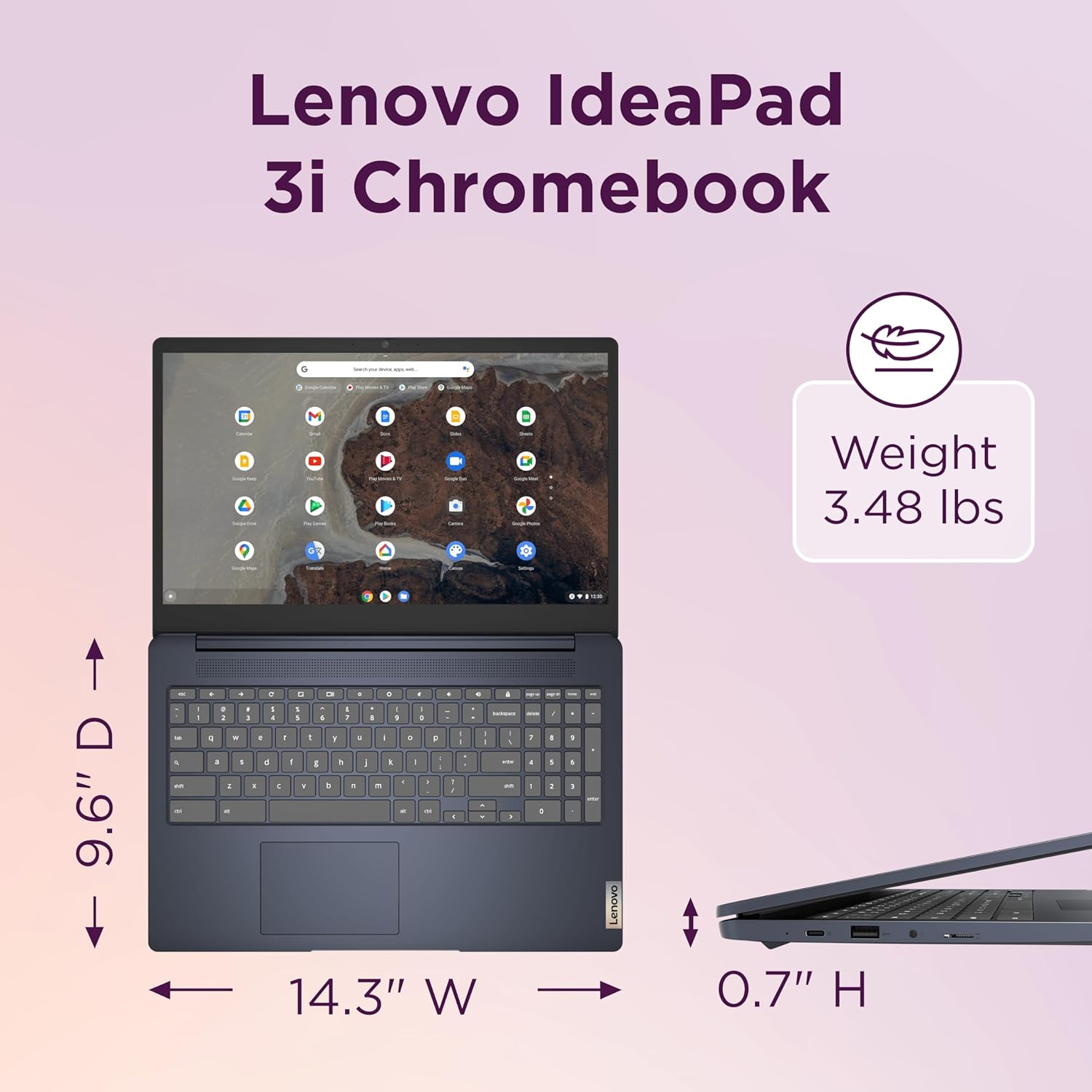 Lenovo IdeaPad 3i Chromebook, 15.6” FHD Display, Intel Celeron N4500, 8GB RAM, 64GB eMMC, 1920x1080 px, 720p Camera, Chrome OS, Abyss Blue-6