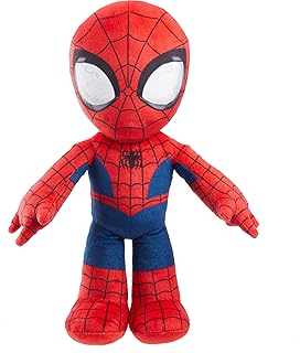 Mattel Marvel Plush Talkers Soft Toy, 11.75-Inch Spider-Man Figure with 10 Sounds & Phrases, Collectible Plush Doll