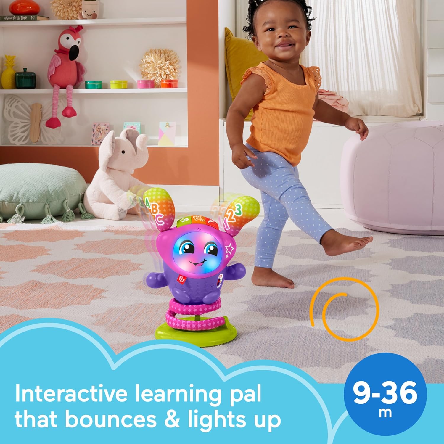 Fisher-Price Baby & Toddler Learning Toy DJ Bouncin’ Star with Music Lights & Bouncing Action for Ages 6+ Months-1