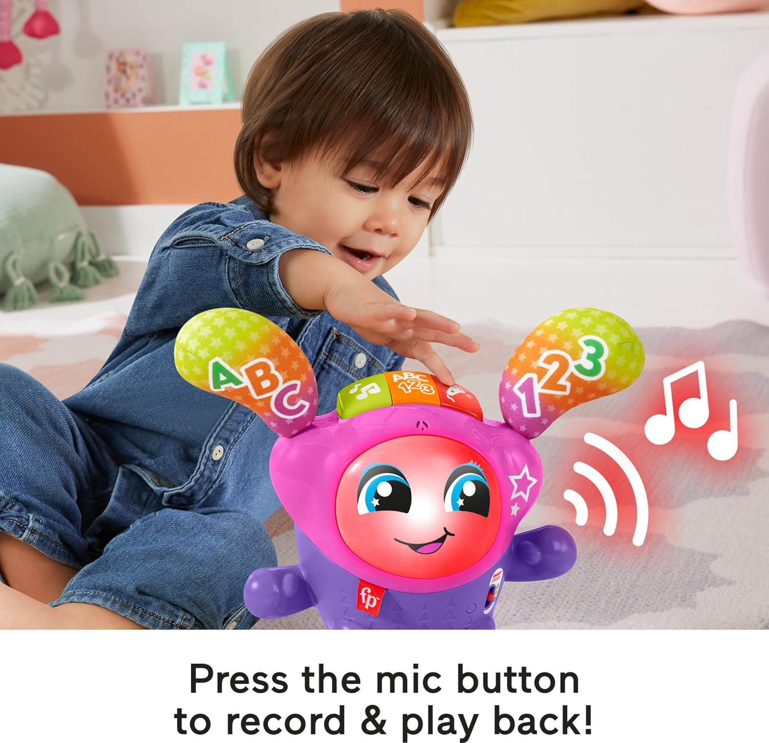 Fisher-Price Baby & Toddler Learning Toy DJ Bouncin’ Star with Music Lights & Bouncing Action for Ages 6+ Months-4