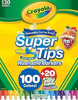 Crayola Super Tips Marker Set, 100 Washable Markers for Kids, 20 Scented Markers, Bulk Colored Markers, Gift for Kids [Amazon Exclusive]