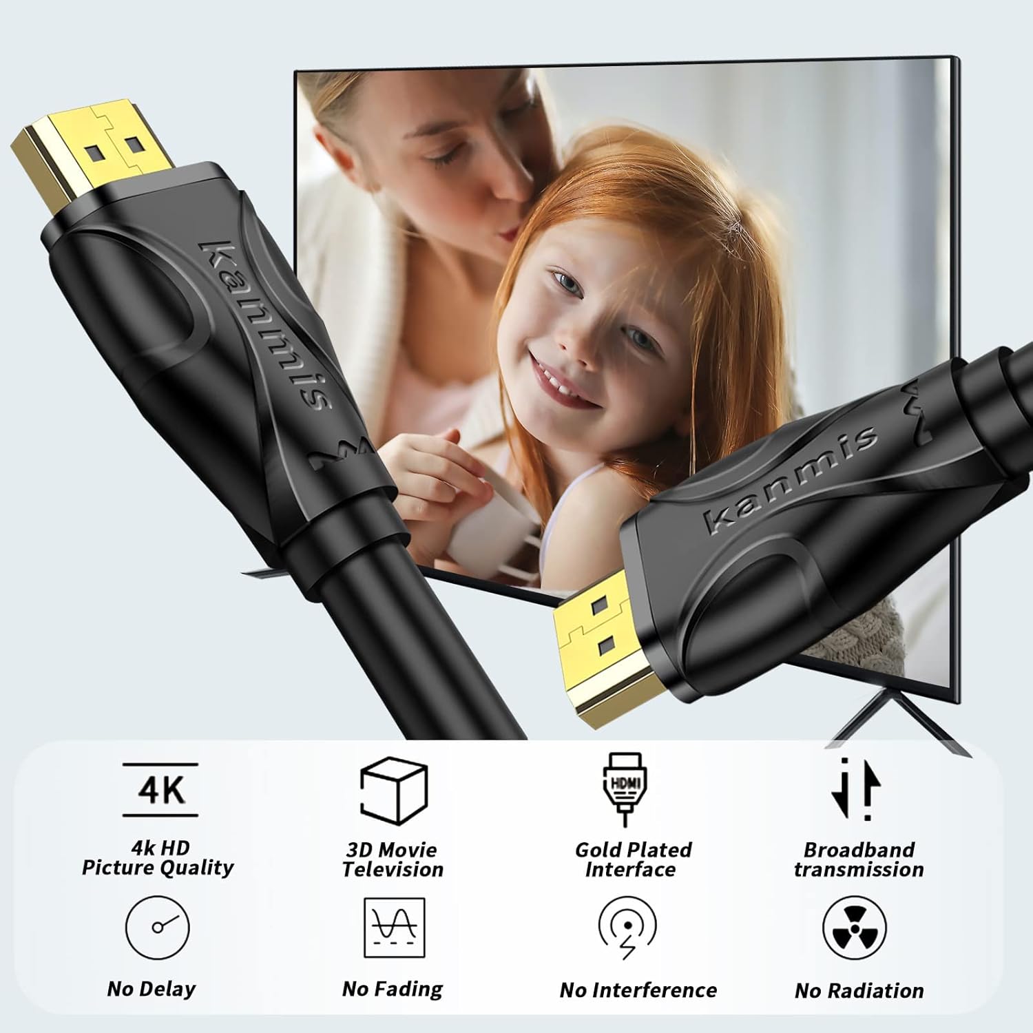 4K HDMI Cable 40ft, High Speed Hdmi 2.0 Cables &4K@60Hz 2K 1080P, Ultra High Speed Gold Plated Connectors hdmi Cord, Compatible with PlayStation Arc PS3 PS4 PC HDTV-1