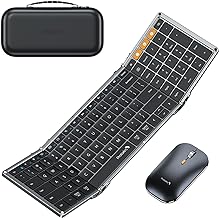 ProtoArc Foldable Keyboard and Mouse, XKM01 Folding Bluetooth Keyboard Mouse Combo for Business and Travel, 2.4G+Dual Bluetooth Full-Size Portable Keyboard for Laptop iPads Tablets - Space Gray