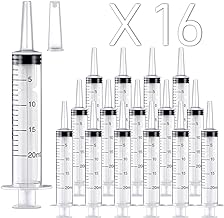 16 Pack 20ml Plastic Syringe, Large Syringes Tools for Liquid, Sterile and Individually Sealed for Measuring, Watering, Refilling, Feeding Pets, Scientific Labs, Oil or Glue Applicator