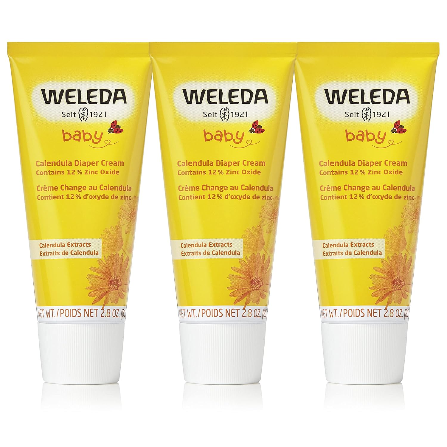 Weleda Baby Calendula Diaper Cream, 2.8 Fluid Ounce (Pack of 3), Plant Rich Protection with Calendula, Chamomile, Sweet Almond Oil, Lanolin and Zinc Oxide-0